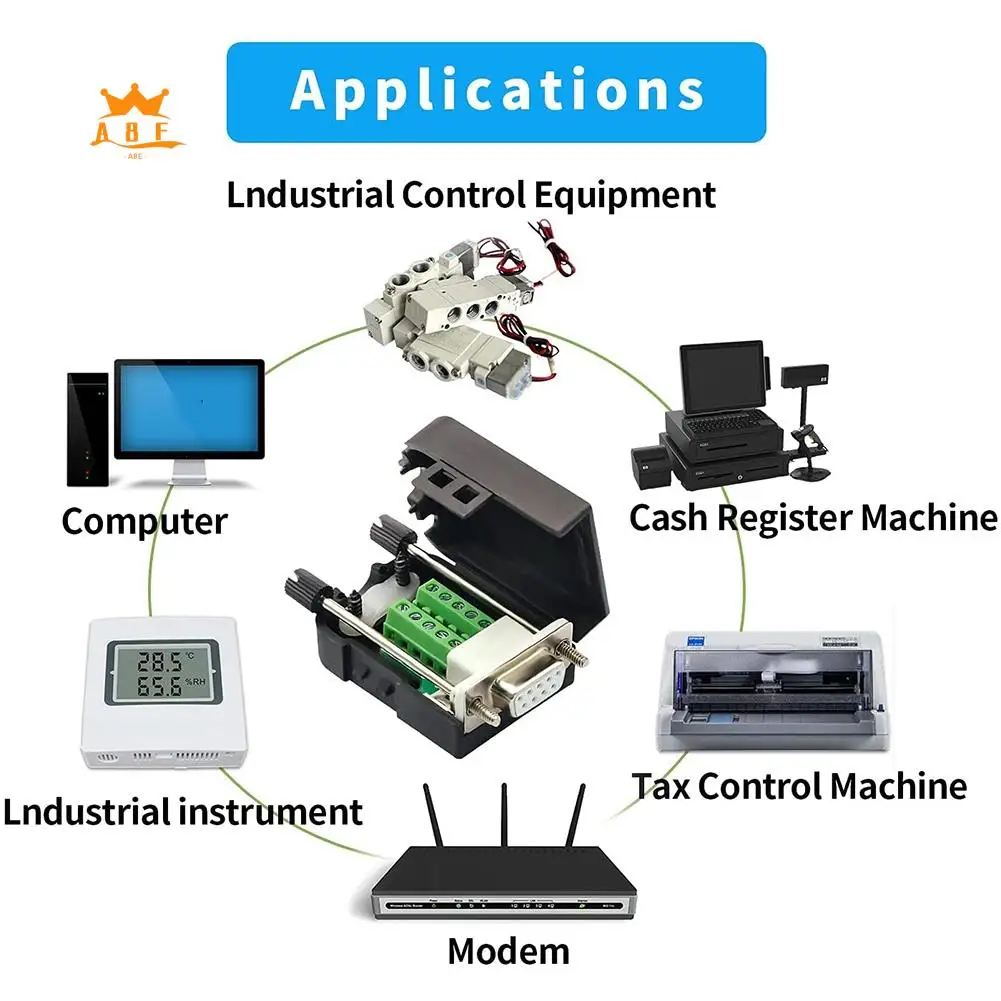 A08E-DB9 Solderless RS232 D-SUB Serial To 9Pin Port Terminal Male Female Adapter Connector Breakout Board (2-Male+2-Female)