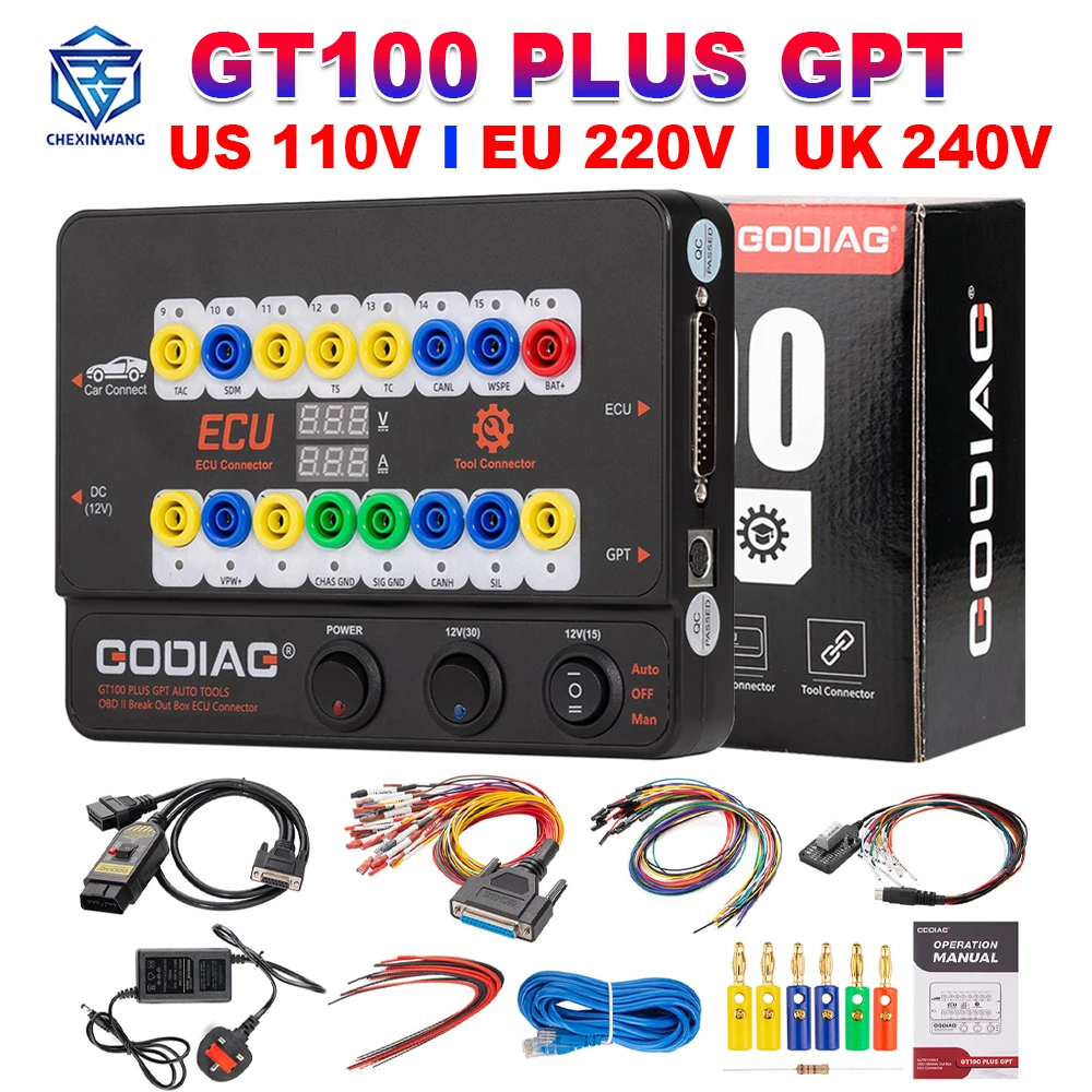 GODIAG GT100 PLUS GPT ENET DOIP 24V-12V AUTO TOOLS OBD II Break Out Box ECU Connector Car Diagnostic Tool