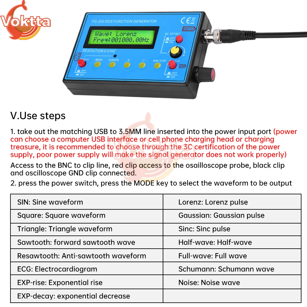 FG-200 DDS Function Signal Generator Frequency Counter Signal Source Module Arbitrary Waveform/Pulse Frequency Signal Generator