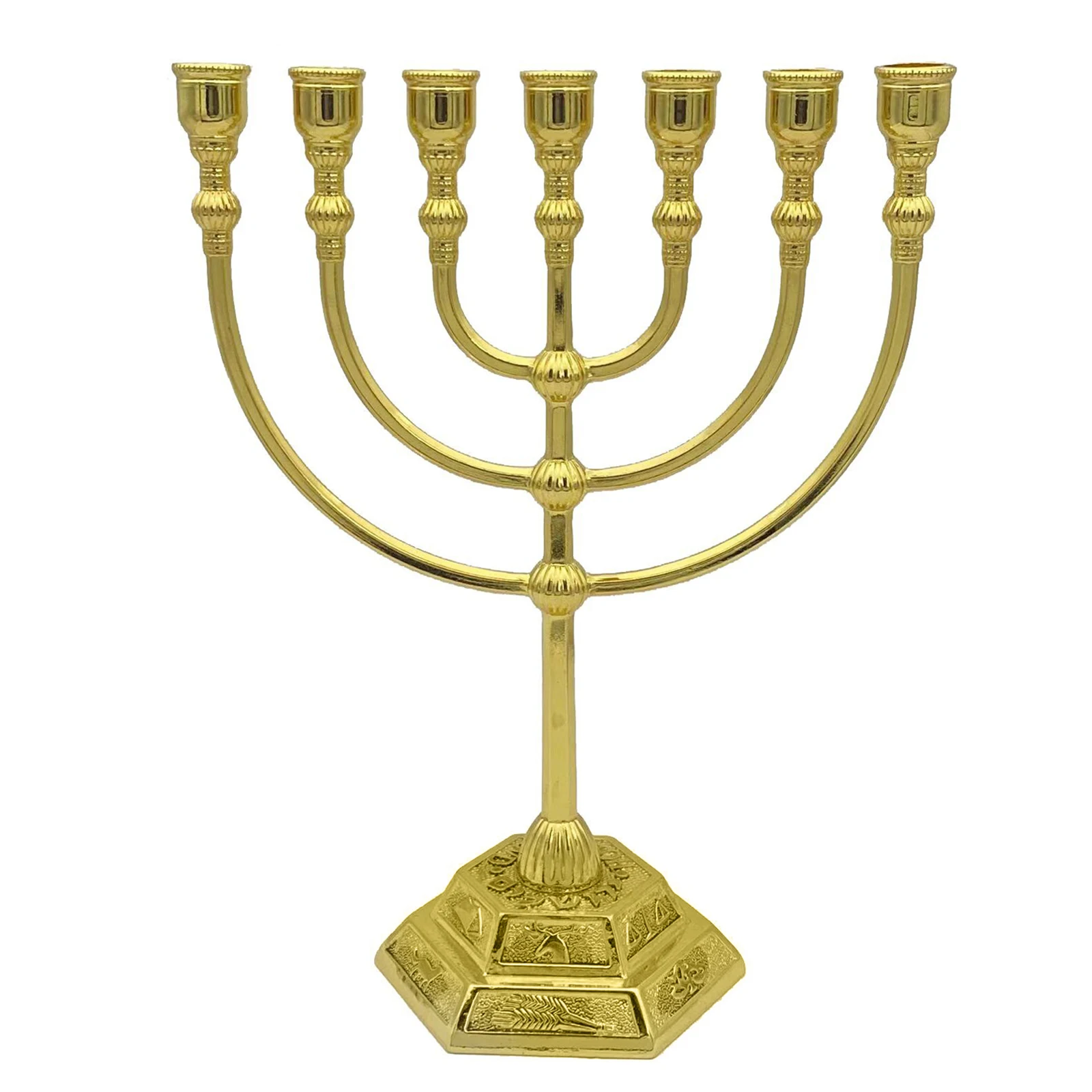 7 Branch Menorah Candle Holder Jerusalem Temple 12 Tribes of Israel Menorah 6.69-inch Height Antique Hanukkah Candle Stand  4 3