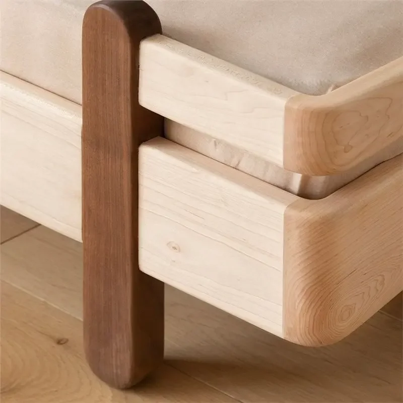 Nordic all solid wood children's bed, cherry wood hard maple with guardrail