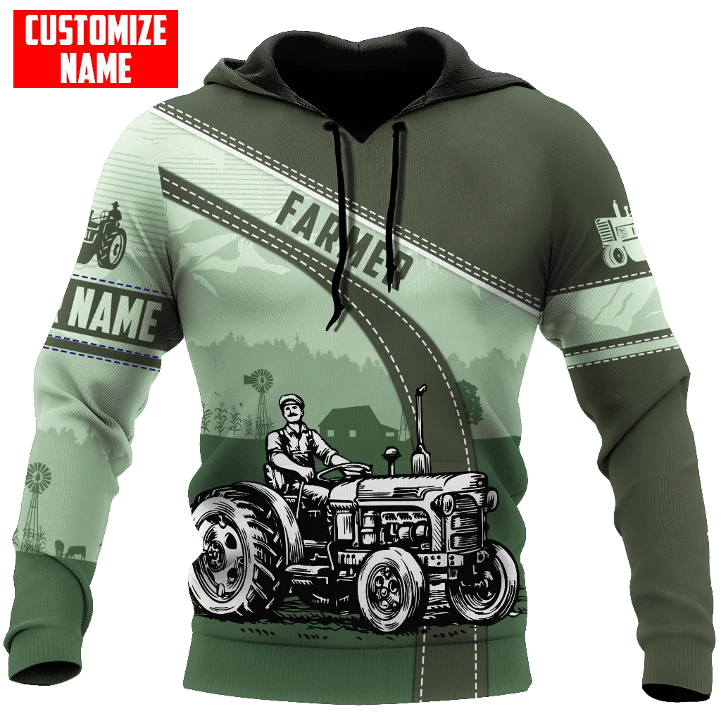 Farmer tractor working in fields 3D All Over Printed Mens Hoodies & Sweatshirt Unisex Casual zip hoodies sudadera hombre MT-35