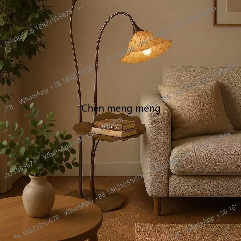 Lotus leaf floor lamp Chinese style log style creative personality art designer living room bedroom