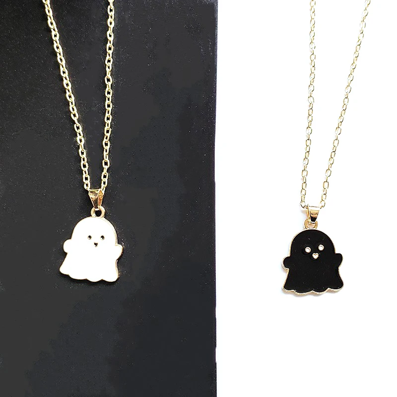 لطيف الكرتون زوجين قلادة القلائد ، شبح جميل ، الصداقة القلائد ، موضة مجوهرات لأفضل صديق ، الرجال والنساء ، هالوين هدية #3