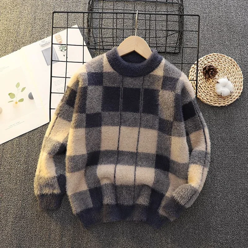 Boys Sweater Wool Coat Kids Tops Knitting 2024 Perfect Spring Autumn Plus Thicken Cottons Pullover Teenagers Children's Clothing