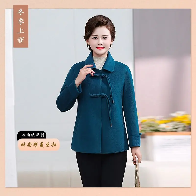 

Fashion Woolen Jacket Female New Short Autumn Winter 2026 Chinese Double Velvet Coat Women's Mother's Outcoat Versatile Overcoat