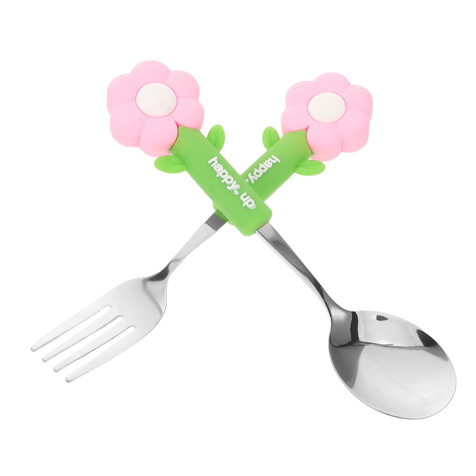 

2Pcs Stainless Steel Forks and Spoons Sunflower Pattern Safe for Hygienic Easy to for Daily Use