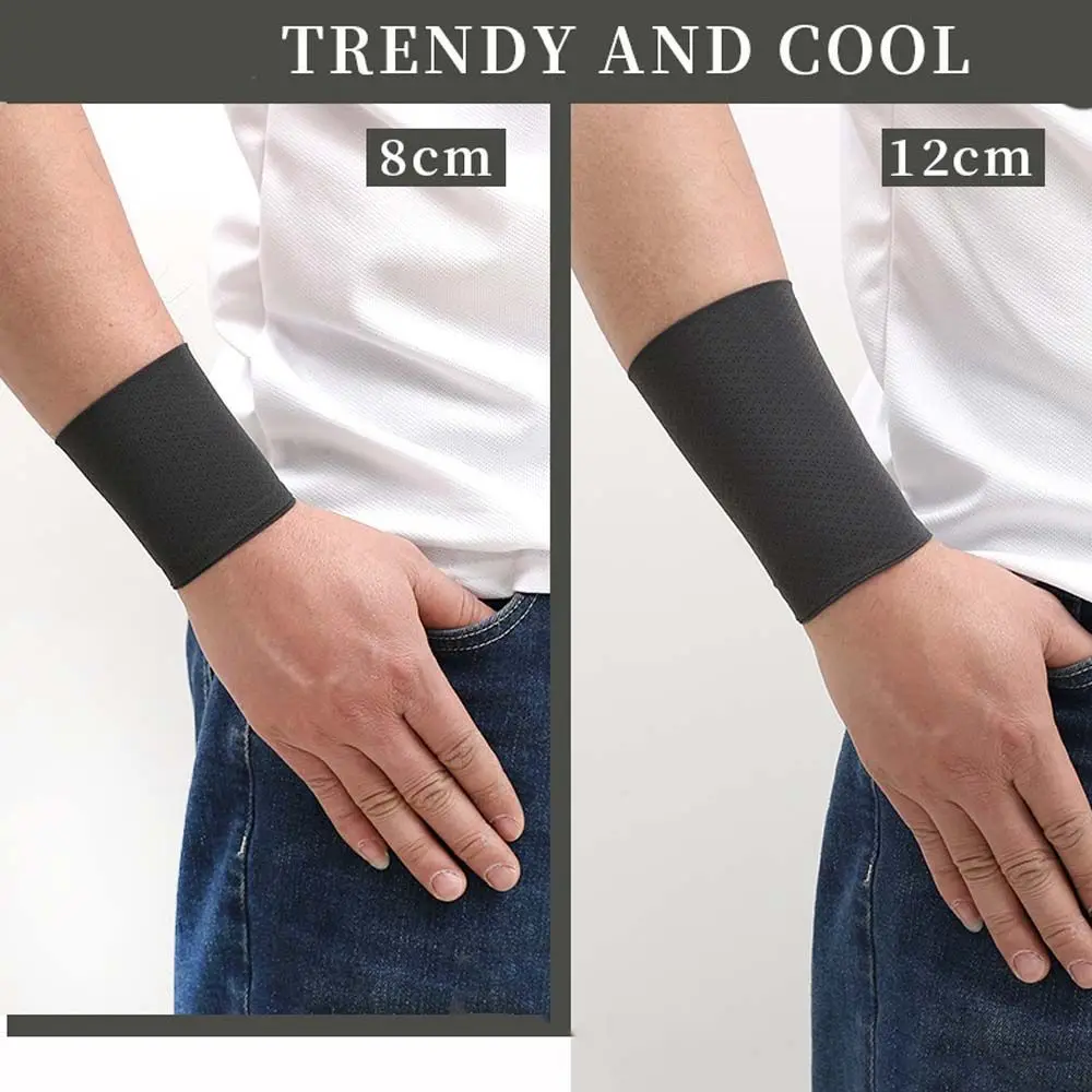 Unisex Untuk Pria Wanita Penutup Pergelangan Tangan Elastis Warna Solid Pelindung Matahari Lengan Sutra Es untuk Bersepeda Gelang Olahraga