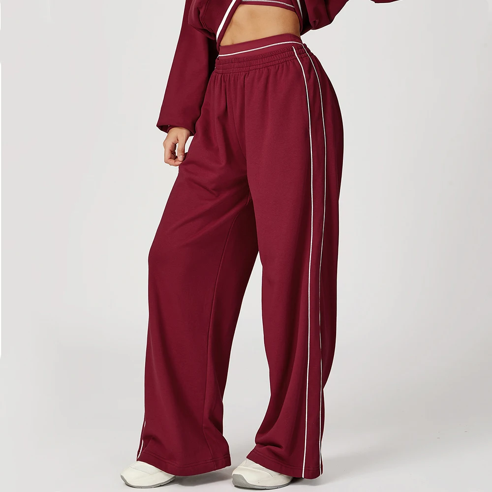 Women Color Blocking Sweatpants Yoga Pants Loose High Waisted Straight Leg Sweatpants With Pockets Outdoor Sports Fitness Pants