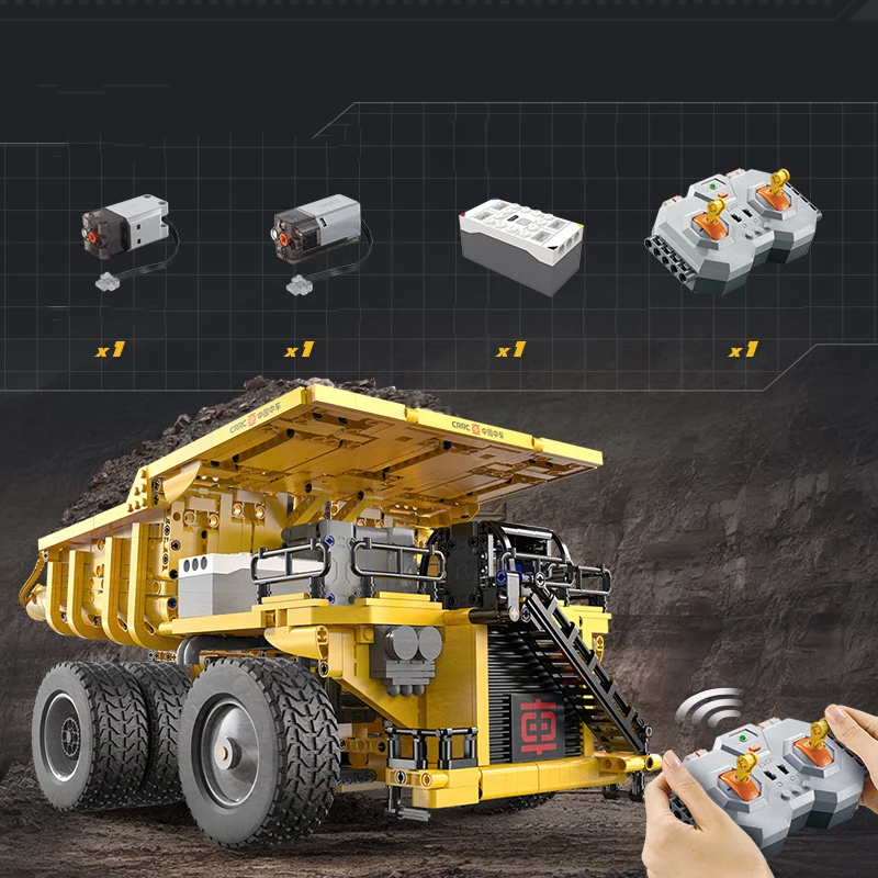 Bloques de construcción con Control remoto de Radio técnica, 2,4 ghz, escala 1:12, vehículo de ingeniería, camión volquete de minería, juguetes Rc de ladrillo para regalos