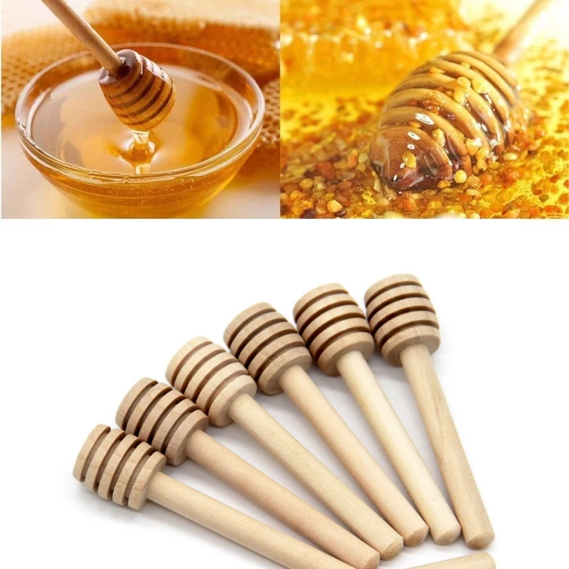 10/30/50Pcs High Quality Honey Stir Bar Mixing Handle Jar Spoon Natural Wooden Honey Wooden Stick Honey Spoons Kitchen Tools