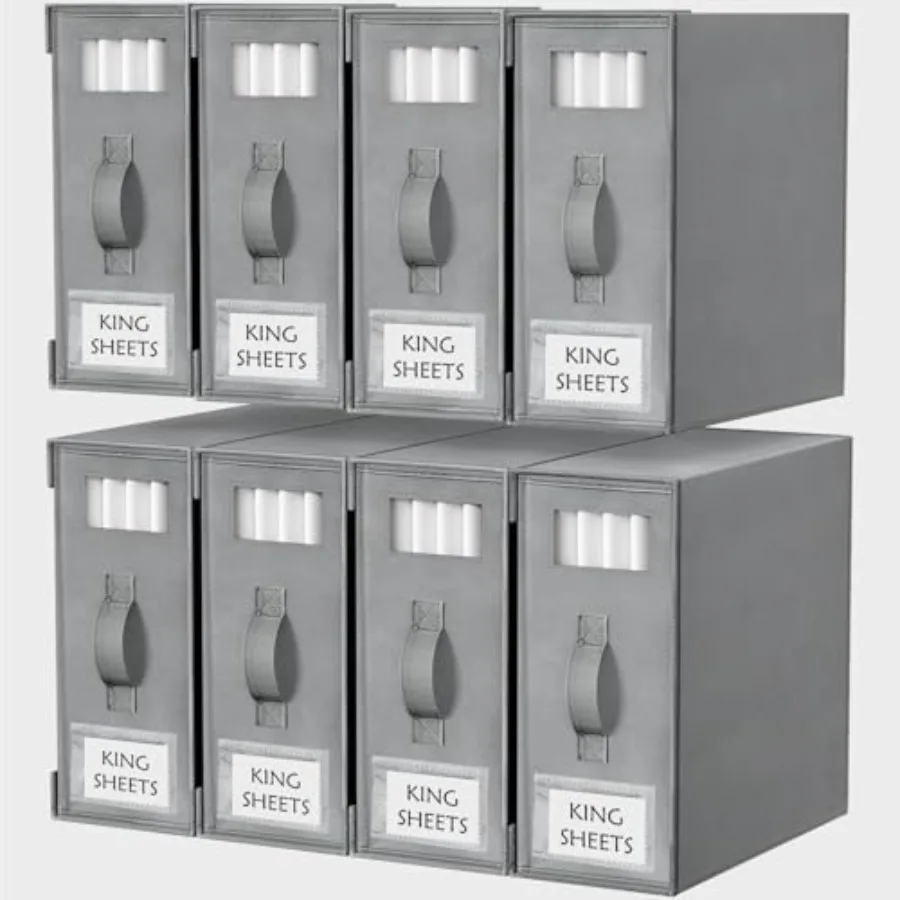 

Органайзеры и контейнеры для хранения постельного белья, 8 шт., складные коробки-органайзеры для хранения в шкафу, держатели для комплектов постельного белья размеров King/Queen, для одеял