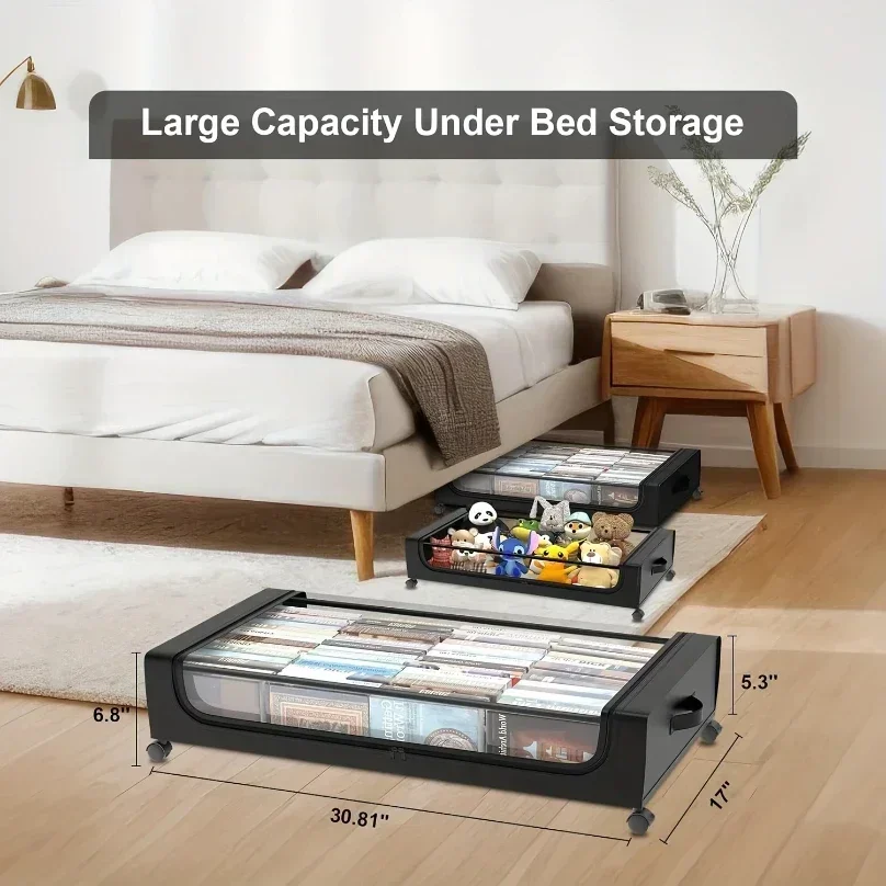 

Under Bed Storage Organizer Underbed Bins With Wheels And Lid For Clothes Bedding Shoes Blankets Books Toys Home Organization