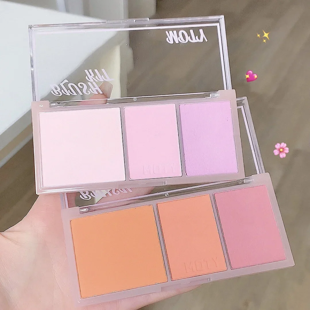 

Pink Series 3 Colors Blush Makeup Palette Mashed Potato Texture Matte Cheek Tint Contour Shadow Blusher Cosmetics Rouge Powder
