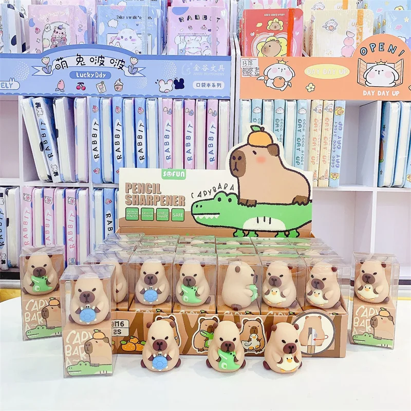 24 pcs/lot Kawaii Capybara Pencil Sharpener Cute Hand Mechanical Cutter Knife Stationery Gift School Supplies