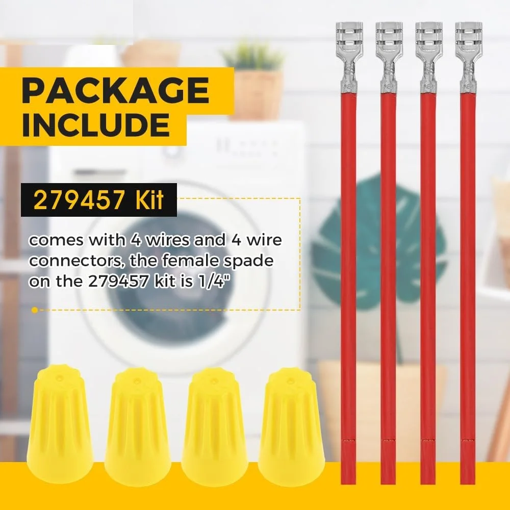 2 sets 279457 Dryer Heating Element Connection Cord kit for Whirlpool May-tag Ama-na AP3134638 PS334206 279457VP PS334206 T2502
