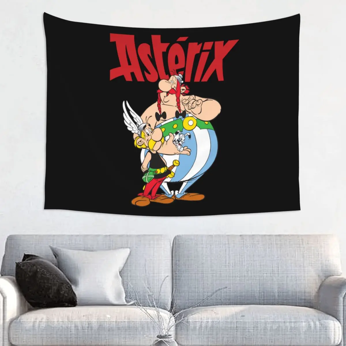 Asterix And Obelix With Idefix Tapestry Home Decor Customized Hippie Wall Hanging Manga Tapestries for Living Room