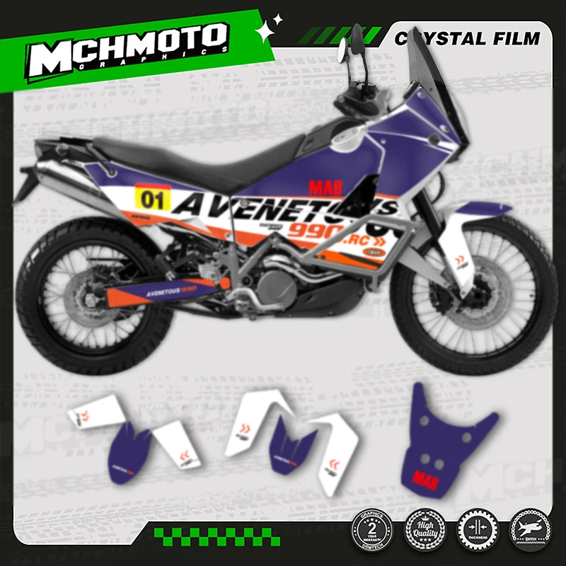 

MCHMFG Custom Motorcycle Graphics Background Decals Stickers Kit for KTM ADV990 R S 2003-2016 Number Name Custom