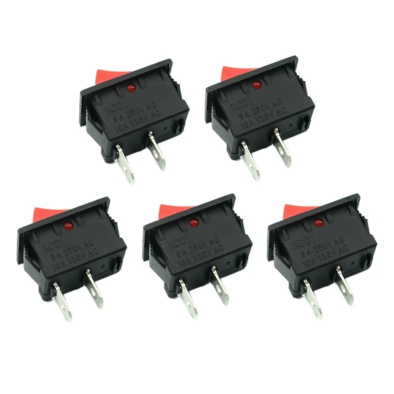 On-Off KCD11 2Pin 2P Black Red Boat Car Rocker Switch 3A 250V 6A 125V AC Button KCD1-11 10X15 10X15 KCD117