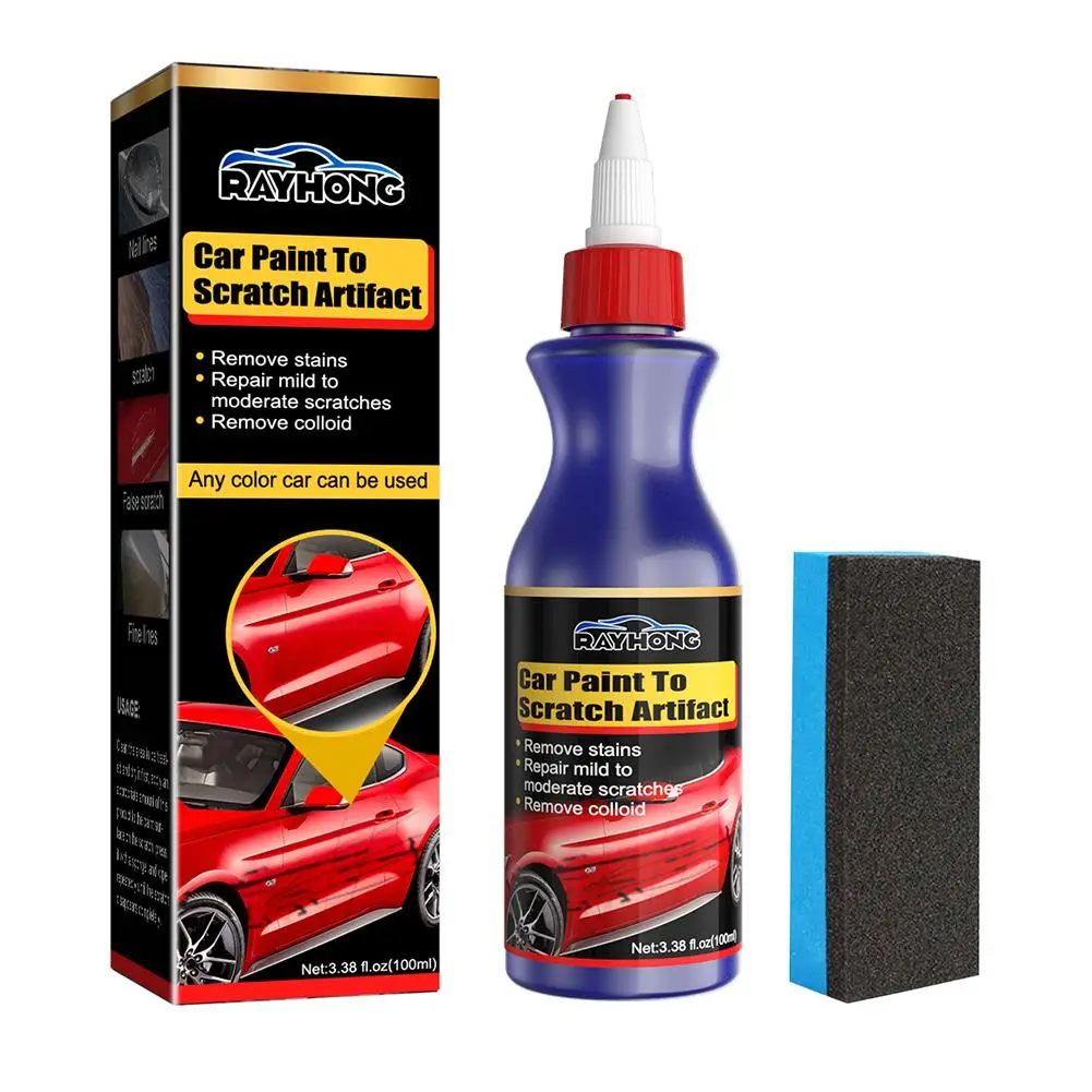 100ml Car Scratch Remover with Sponge Car Scratch Repair Wax Paint Scratch Repair Agent for Vehicles Car Paint Scratch Repa S6H0