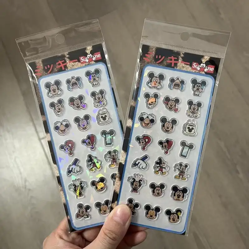 

Disney Mickey Mouse Minnie Cartoon Acrylic Sticker Anime Peripheral Mobile Phone Stickers Kawaii Decoration Gifts for Boys Girls