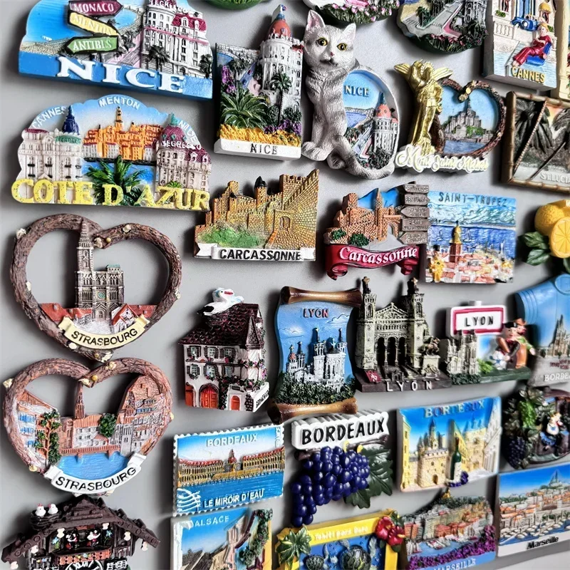 France Tourist Souvenir Fridge Magnets Strasbourg Cannes Nice Alsace Menton French Magnetic Stickers Decoration Travel Gifts