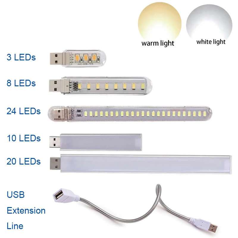 

1 шт. мини-USB светодиодный ночник 3/8/10/24 светодиода 5 В книжная лампа с удлинителем для чтения ноутбука Power Bank USB-лампа