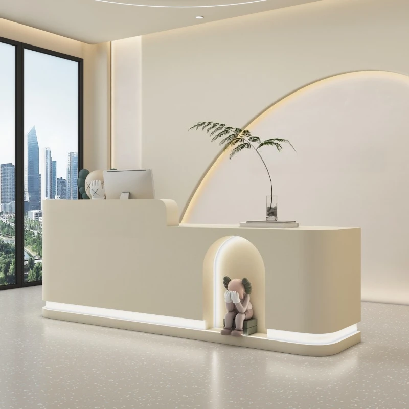 minimalist design reception counter premium feel company reception desk multi-functional 200cm empfangs theke office furniture