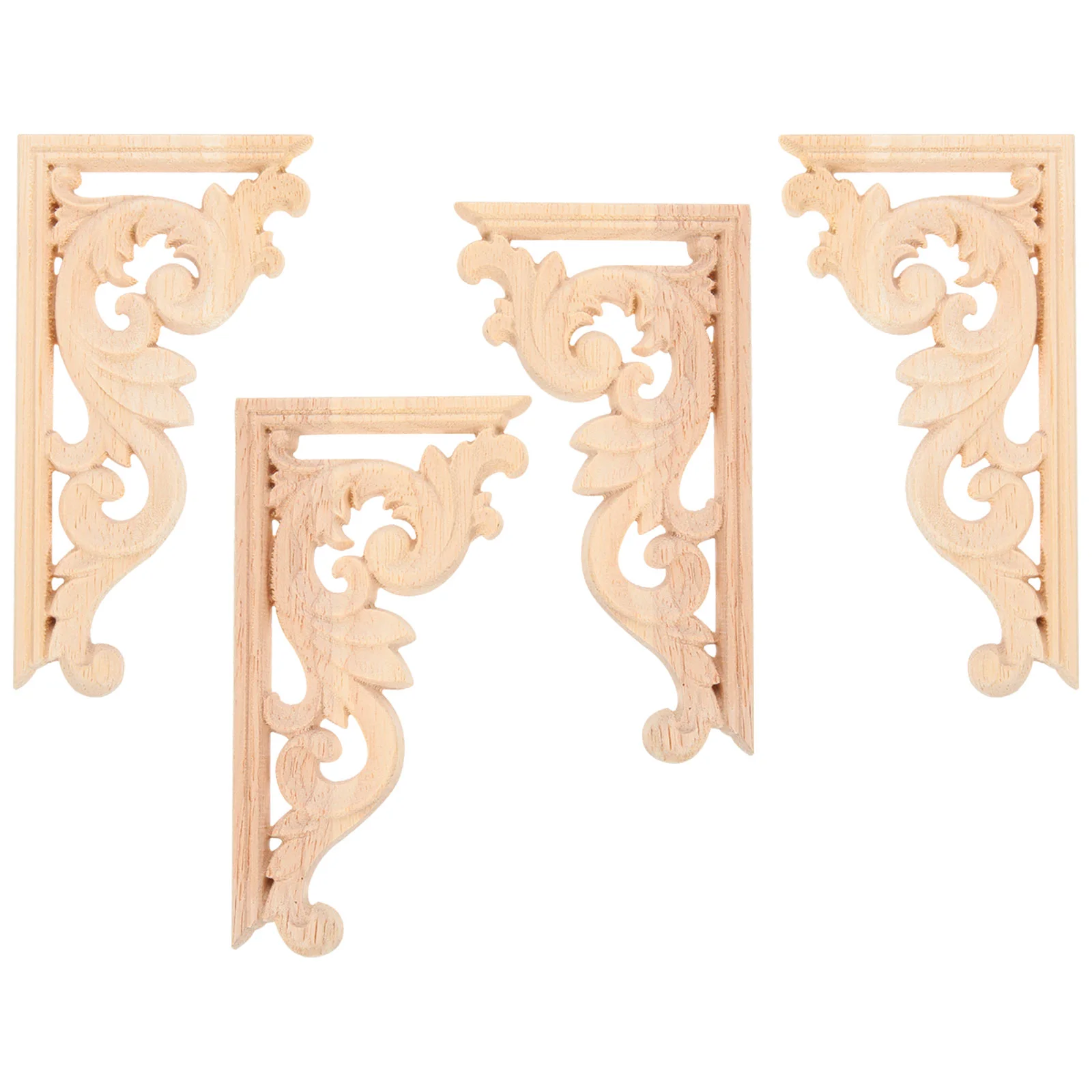 4 PCS Vintage Decor Wallpaper Wood Applique Unpainted Frames Onlay European Style Bamboo Wooden Carved