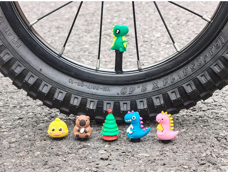 Fahrrad-Cartoon-Luftventilkappe für Kinderfahrräder, Puppen-Luftventilkappe, amerikanische und französische Ventilkappen, Fahrradzubehör – Detail 9