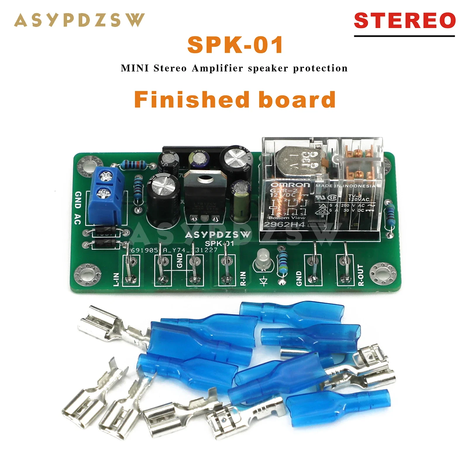 ASYPDZSW SPK-01 MINI Stereo Amplifier speaker protection DIY Kit/Finished board (Can be AC or DC 12V IN)