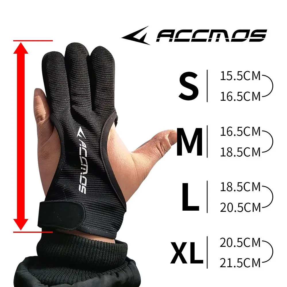 Sarung tangan jari panahan 3 jari, 1 buah sarung tangan kain antilembap ujung jari tebal S/M/L/XL 4 Ukuran