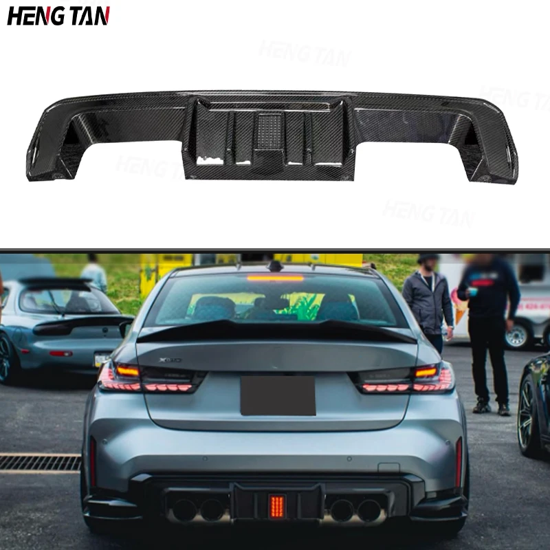 For BMW G80 M3 G82 M4 Dry Carbon Fiber Car Rear Bumper Lip Diffuser Spoiler Back lip Parts R44 Style Upgrade Body kit