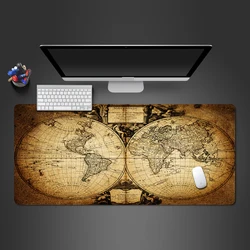 Eski dünya haritası Mouse pad büyük Xxl ofis bilgisayar sümen Vintage Mousepad Gamer 900X400 masa mat oyun Anime ped Mosue paspaslar