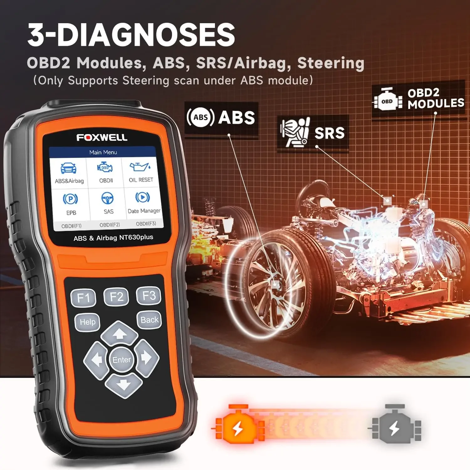 Foxwell NT630 Plus OBD2 Scanner Engine Check Car Code Reader ABS Airbag SRS EPB OIL SAS Calibration OBD 2 Auto Diagnostic Tool