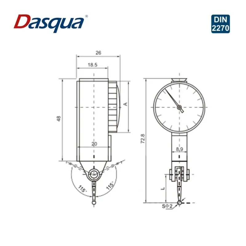 Dasqua 0.8mm Satin Chrome-Finish Case Indicador De Dial Test Indicator Hard Frame