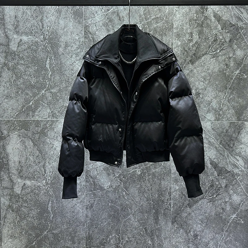 Winter Korean Fake Two Pieces Short Stand-up Collar Cotton-padded Jacket Men Thickened Warm Loose Leisure Fashion Versatile Coat