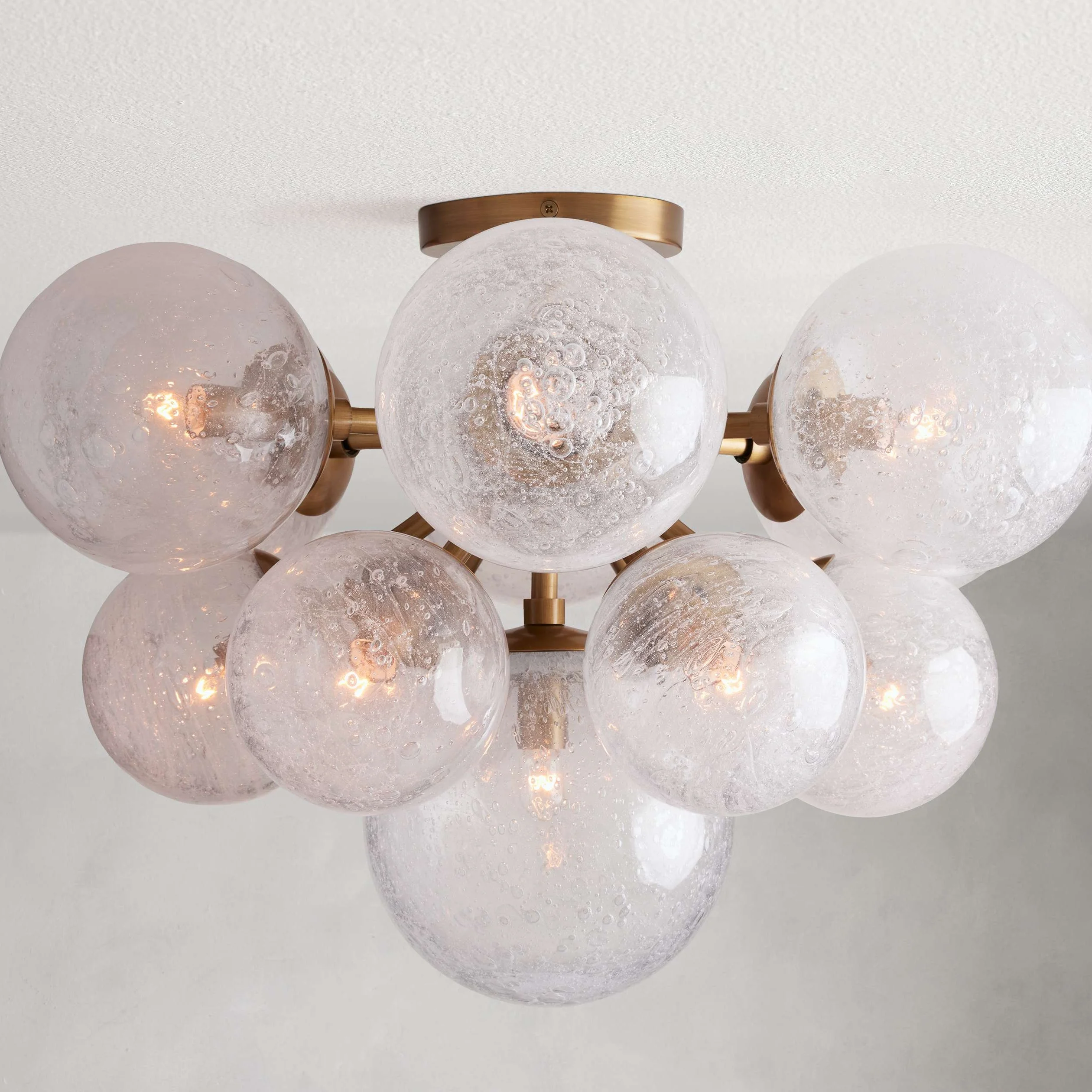 

Modern Nordic Simple Creative Staircase Restaurant Bendroom Wedding Flush Mount Glass Round Ball Led Swing Light Ceiling Lamp