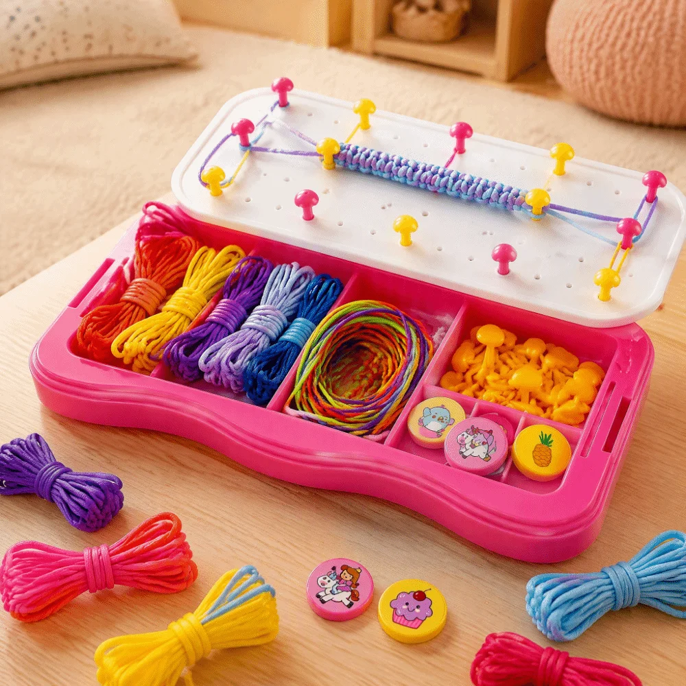 Puzzle Umbrella Rope Bracelet Weaver Set Hand Rope Weaver Pretend Play Bracelet Making Kit Funny Bracelet Beading