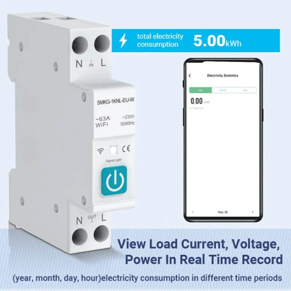 Compatível com tuyas wifi disjuntor inteligente 1p din-trilho montado interruptor de controle remoto disjuntor inteligente circuito inteligente