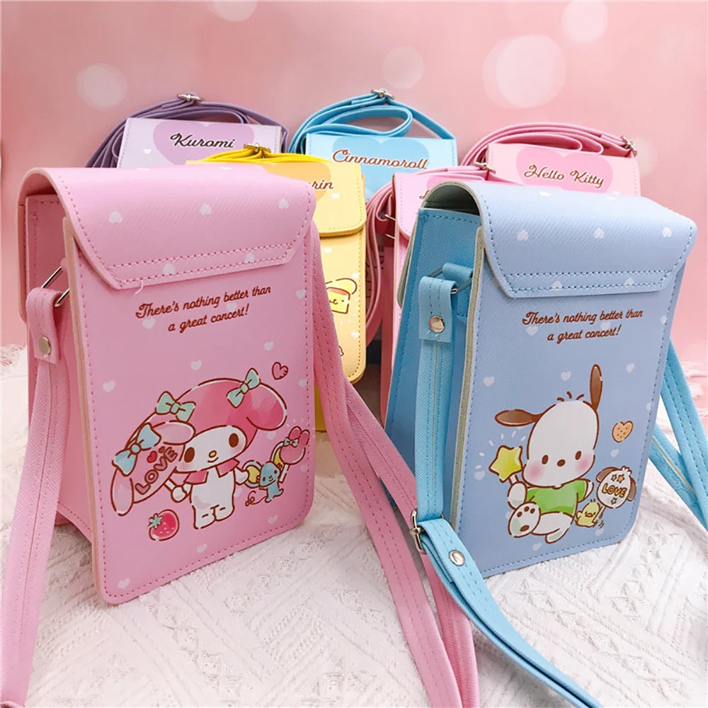 Sanrio Crossbody Bags Hellokitty Magnetic Buckle Shoulder Bag Mymelody Cinnamorol Cartoon Backpacks Anime Bagpacks Gift for Girl