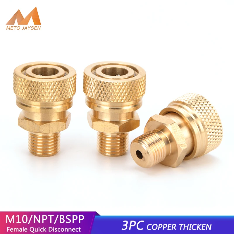 

3pcs M10 Thread Quick Disconnect Release Air Refilling Adapter Coupler Sockets NPT BSPP Copper Quick Connect Couplings Fittings