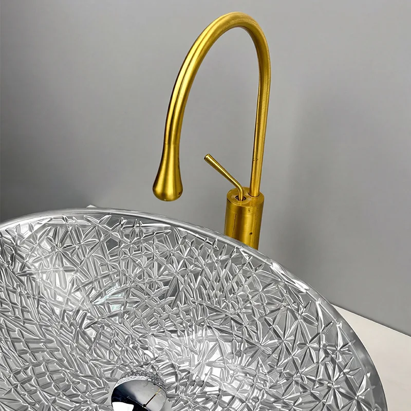 Bowiya electroplated die-cast glass counter wash basin bathroom oval bathroom counter wash basin basin