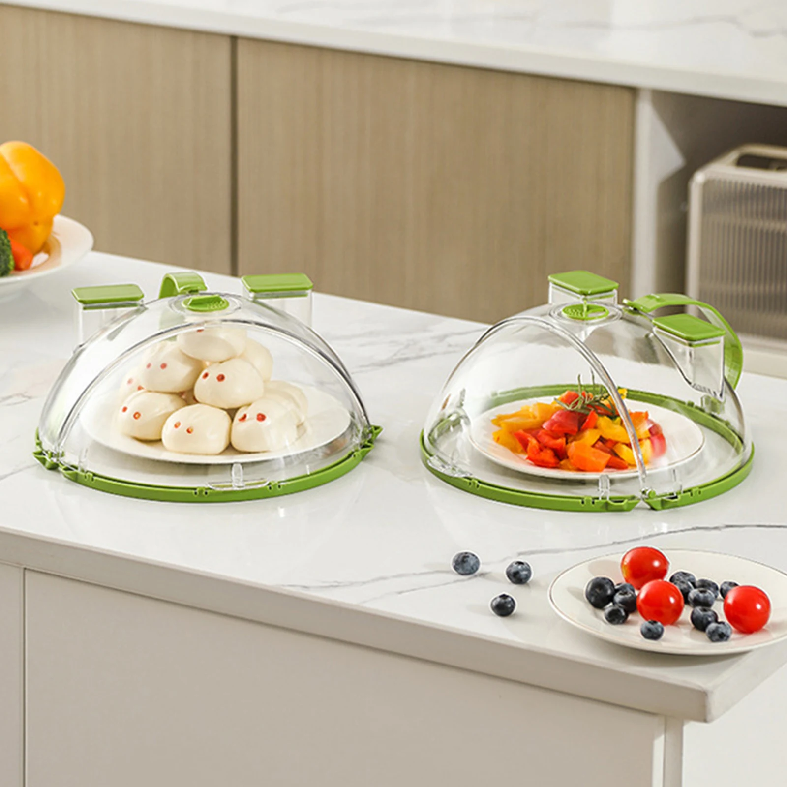 Food Microwave Cover with Water Steamer Vent Clear Plate Covers with Handle Splatter Guard Cookware Lid Home Kitchen Gadgets