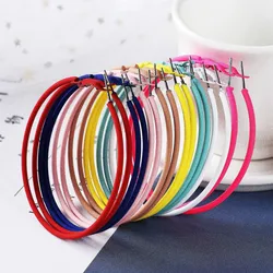 13 Colors Simple Big Round Hoop Earrings Women Exaggerated Metal Painted Large Circle Earrings Accessories Female Party Jewelry