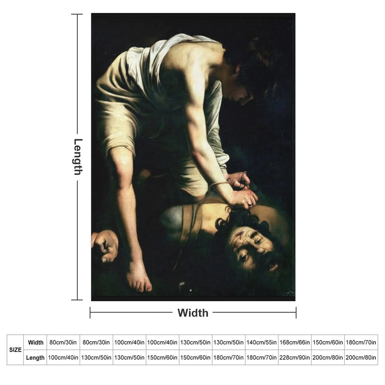 High Res Caravaggio David And Goliath 1600 Throw Blanket Sofa Flannel Winter beds Blankets