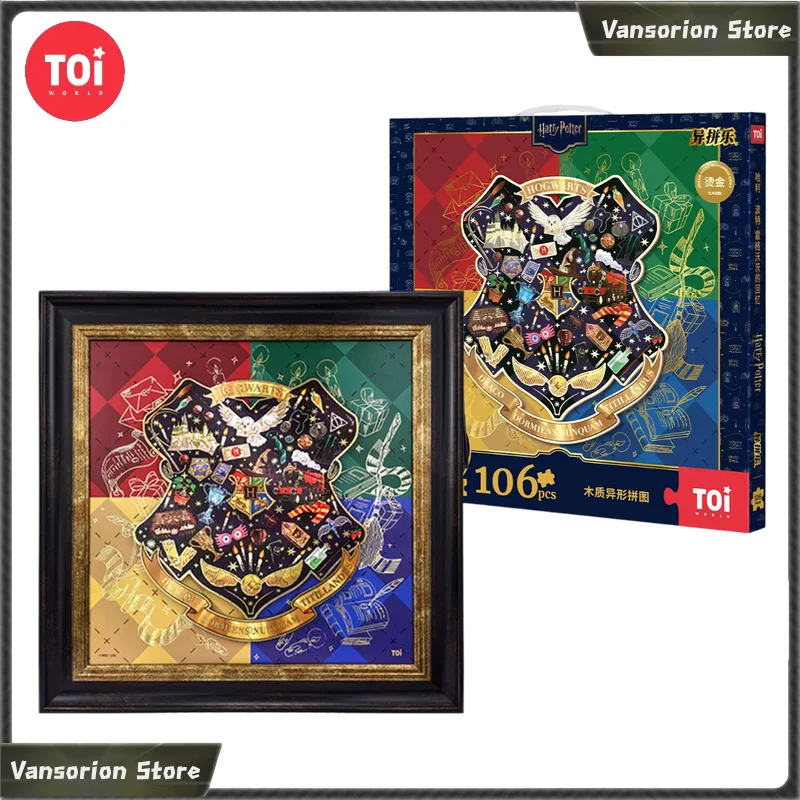 TOI Harry Potter Hogwarts Memories 106Pcs Irregular Wooden Jigsaw Puzzle With Frame DIY Handmade Home Wall Decor
