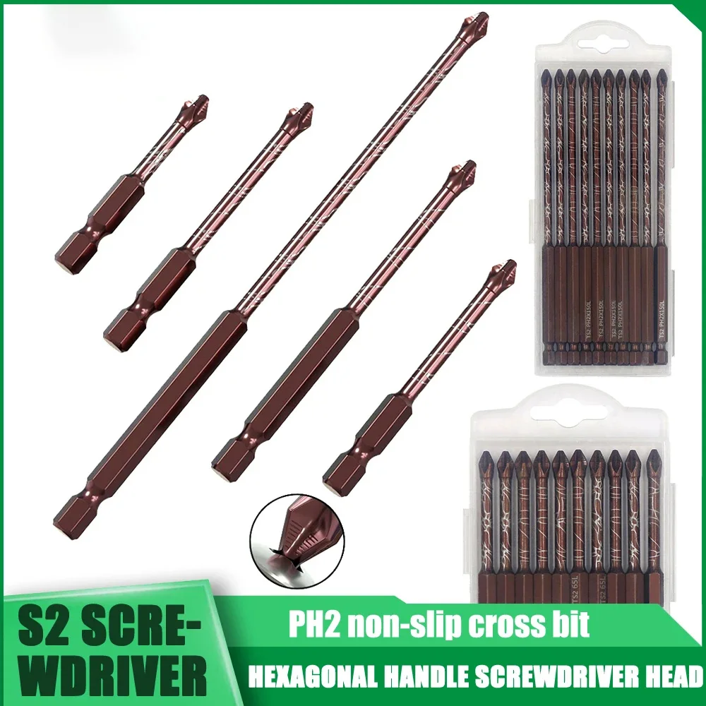 3pcs S2 Anti-skid Screw Batch Special Surface Treatment Wear-resistant Batch Screw Anti-skid Hexagonal Bit Set Screwdriver Bit