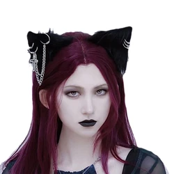 Gothic Cat Ear Hair Clip Plush Hairpins Halloween Party Women Hair Decorations