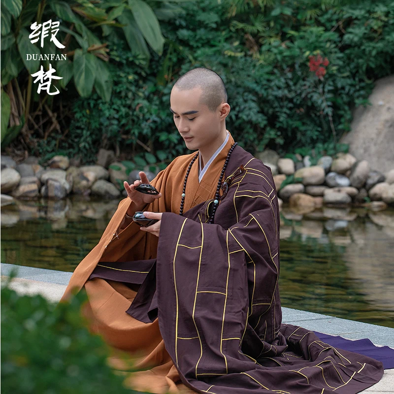 Golden Edge Monk Robe Haiqing Fine Linen Monk's Clothes Brown Monk's Clothes Red